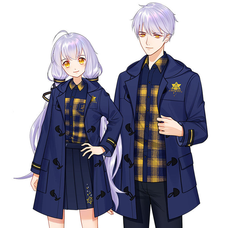 漫踪星尘正版繁星降尘动漫周边二次元格子棉衬衫保暖毛呢大衣套装
