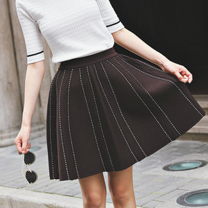 女款a字裙蓬蓬裙伞裙针织半身裙短裙女秋冬天裙子女冬裙半身群子