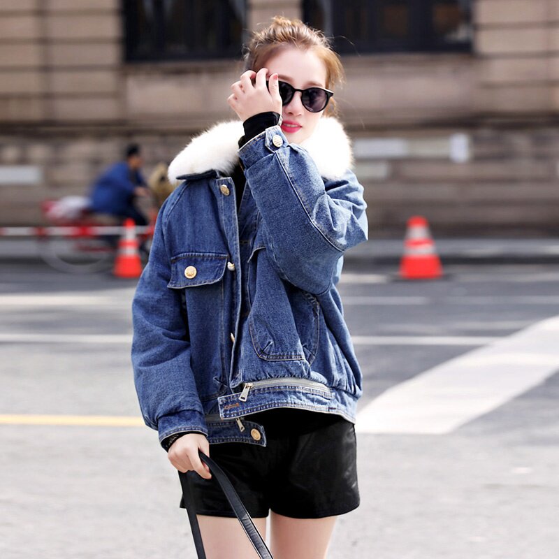 一折牛仔外套冬潮女