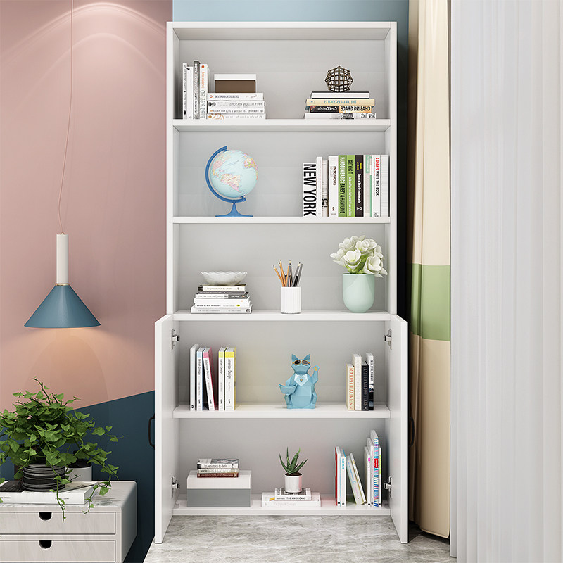 实木书架落地书柜简约儿童书架白色置物架学生飘窗矮柜组合格子柜