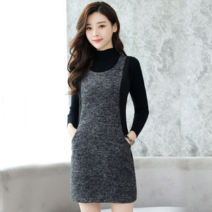 毛呢打底加厚背心裙图片