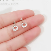 JG圆形耳坠925纯银闪亮星星耳钉短发圆脸适合耳饰精致迷你小耳坠