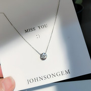 JG925银单钻项链镶嵌施华洛世奇锆女chic简约学生森系锁骨链颈链