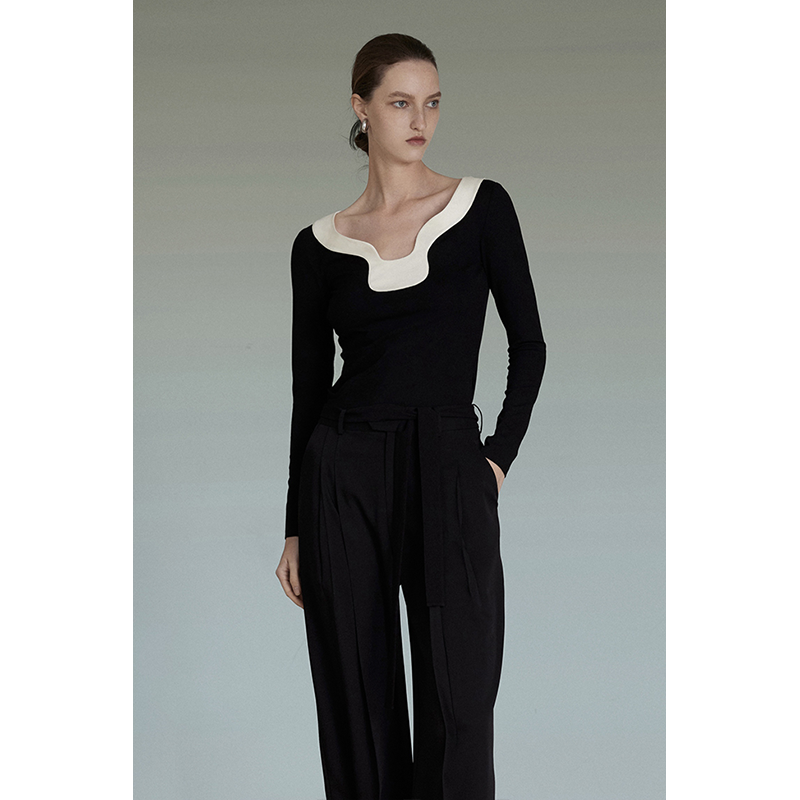 unspoken衬衫女设计感小众气质高级感衬衣新款春装云肩撞色上衣