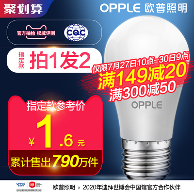 OPPLE 欧普照明 LED-3-E27-13 LED灯泡 E27螺口 2.5W 1.6元(包邮)