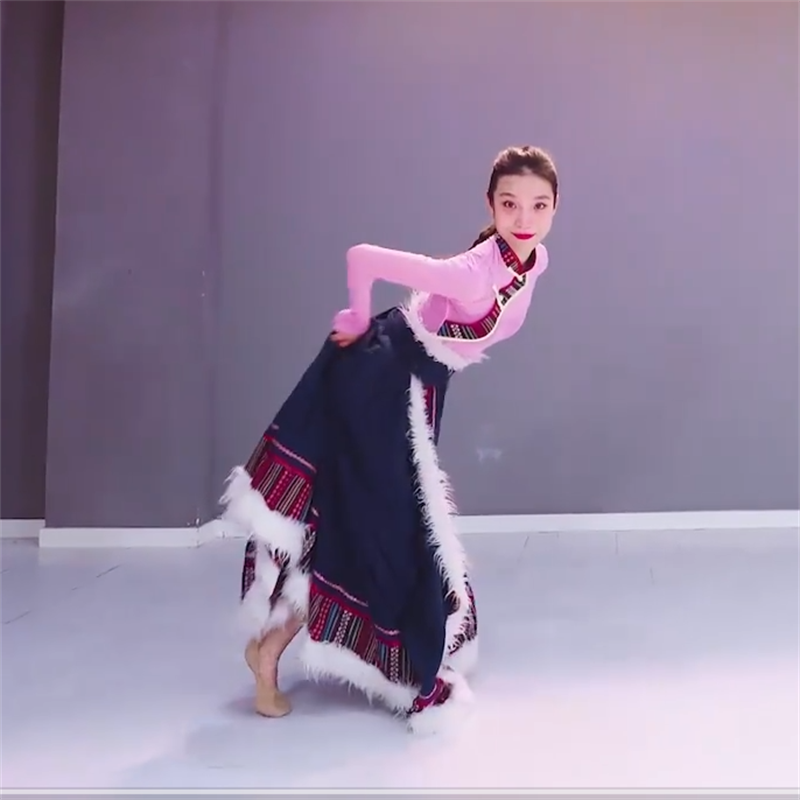 藏族舞蹈演出服少数民族服装女藏服开场舞大摆裙成人练习艺考舞服