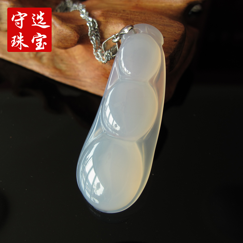 natural Ice Chalcedony Fudou agate Green beans Necklace jade Pendant men and women Child models Jade Pendant Jewelryin the Accessories/Fashion Jewelry, Pendant/Pendant category - from Buy2taobao.com to provide professional Taobao agent buy service