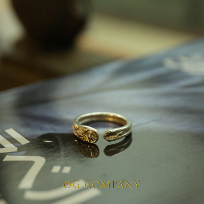 ogc复古原创推荐银饰925纯银欧洲古典花纹情侣开口银尾戒非高山隆