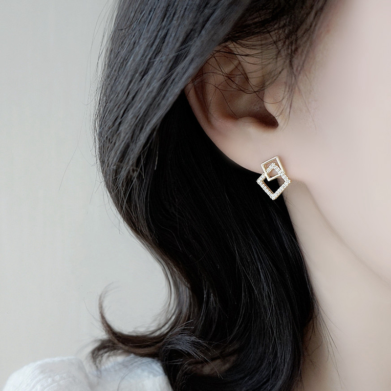 几何s925纯银耳环小众设计高级感小耳钉耳饰女个性2024年新款爆款