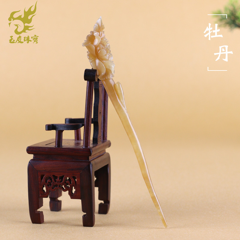 Friends of Jade Nephrite Antiquity Hairpin Hanfu Headdress Retro Dish hair Xinjiang peony Jade hairpin Accessories Hairpinin the Jewelry/Diamond/Jade/Gold , Other natural jade , Hair Accessories category - from Buy2taobao.com to provide professional Taobao agent buy service