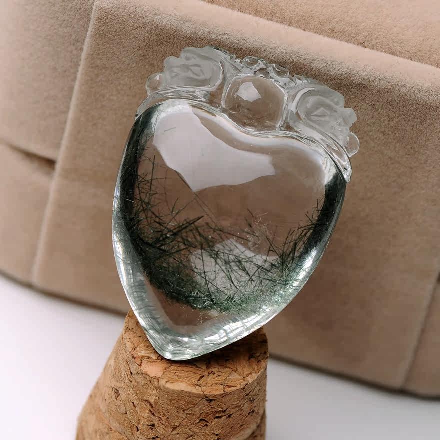 收藏 纯净晶体【爱巢】绿发晶吊坠 挂件18.14g 送手编挂绳