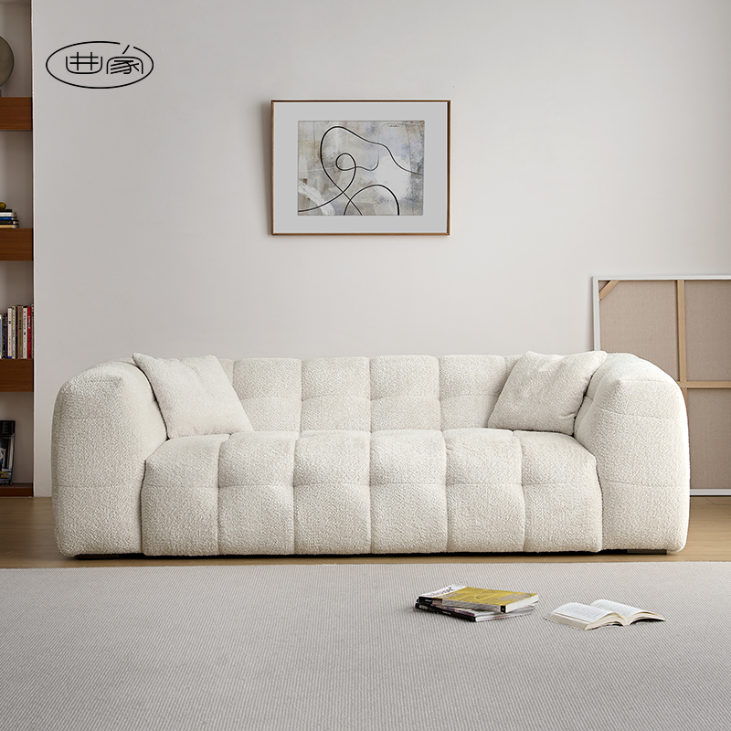 奶油风棉花糖布艺沙发极简法式北欧羊羔绒BOBA复古沙发