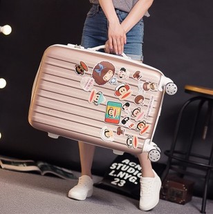 香奈兒粉紅色的手錶 韓版可愛兒童粉紅色pc女孩旅行拉桿箱萬向輪行李拖箱登機箱輕 香奈兒粉