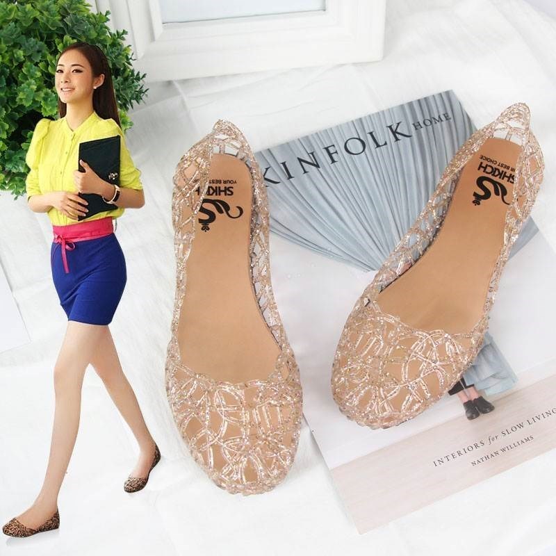 夏季女鞋沙滩平底鸟巢洞洞鞋塑料水晶果冻鞋镂空网状凉鞋妈妈单鞋|msdalam kategori Kasut wanita, Sandal - dari Buy2taobao.com untuk memberikan perkhidmatan ejen Taobao profesional membeli