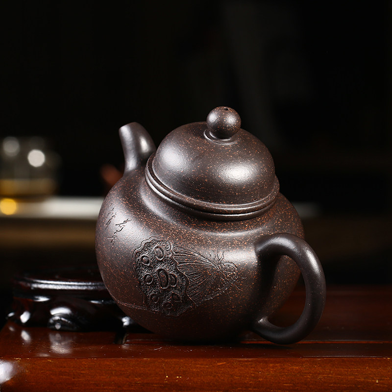 【掇子】工艺美术员 魏顺妹 宜兴紫砂壶茶壶 稀有铁金砂 精美浮雕