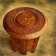 实木椅子板凳子嵌铜原木梳妆凳矮凳东南亚家具印度菩提木手工雕花