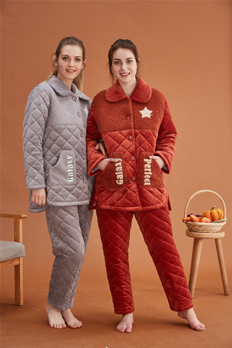 特价派邦奴正品29912036睡衣2019新款加长水晶绒厚夹棉女套家居服