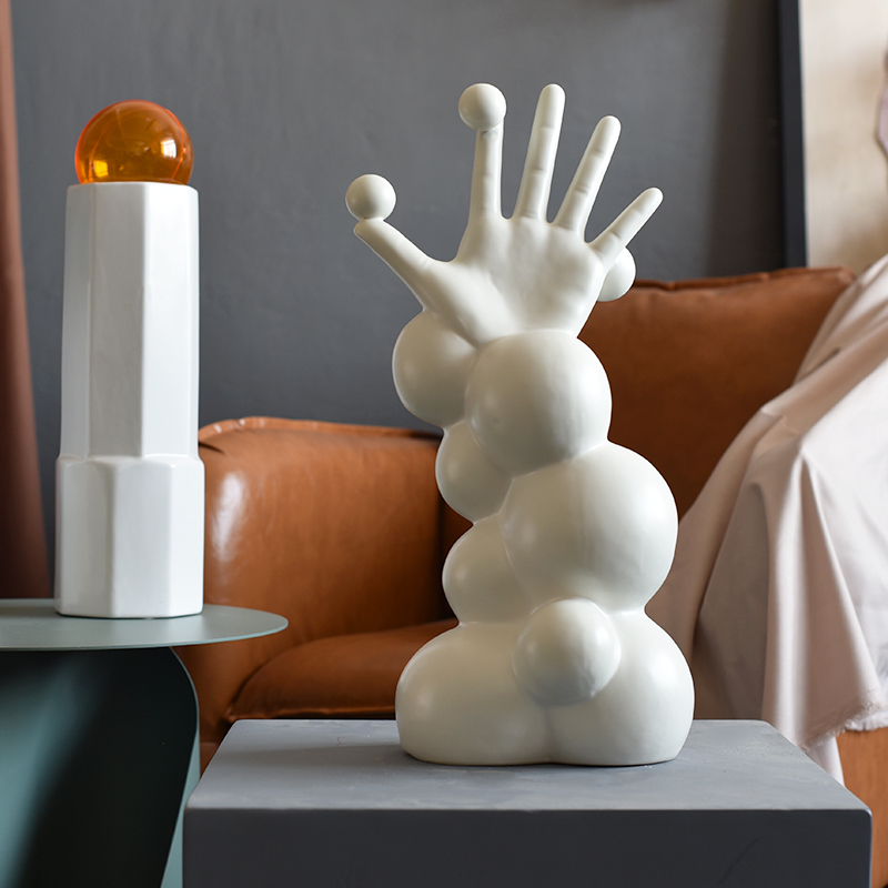 简约现代白色陶瓷抽象人手摆件创意玄关电视柜桌面样板间软装饰品留连