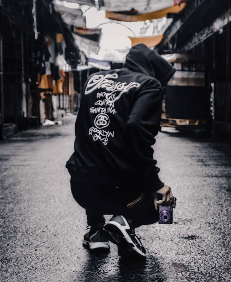 物woo stussy world tour hood logo世界巡游加绒帽衫卫衣男女优惠券