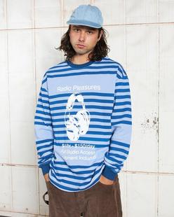 Pleasures Striped Tee24秋冬新品条纹耳机印花长袖情侣中性风T恤