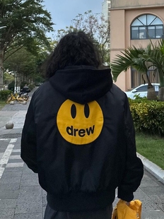 Drew House Mascot Hooded Bomber Jacket笑脸连帽棉服夹克外套潮