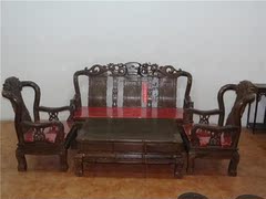 红木家具鸡翅木沙发五件套 实木休闲台仿古桌椅组合家具