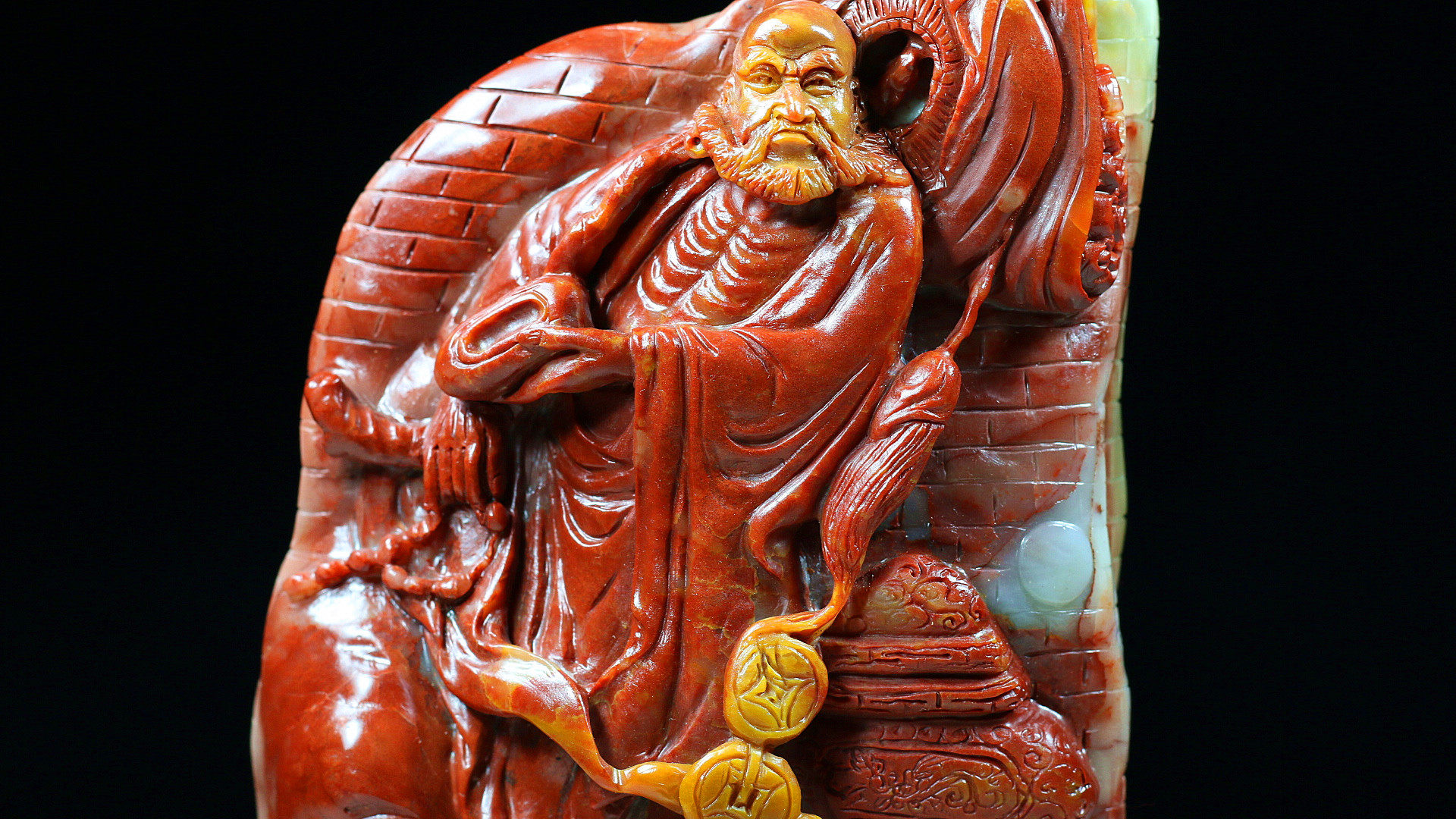 【双十二】寿山高山石《达摩》大摆件 买一送一