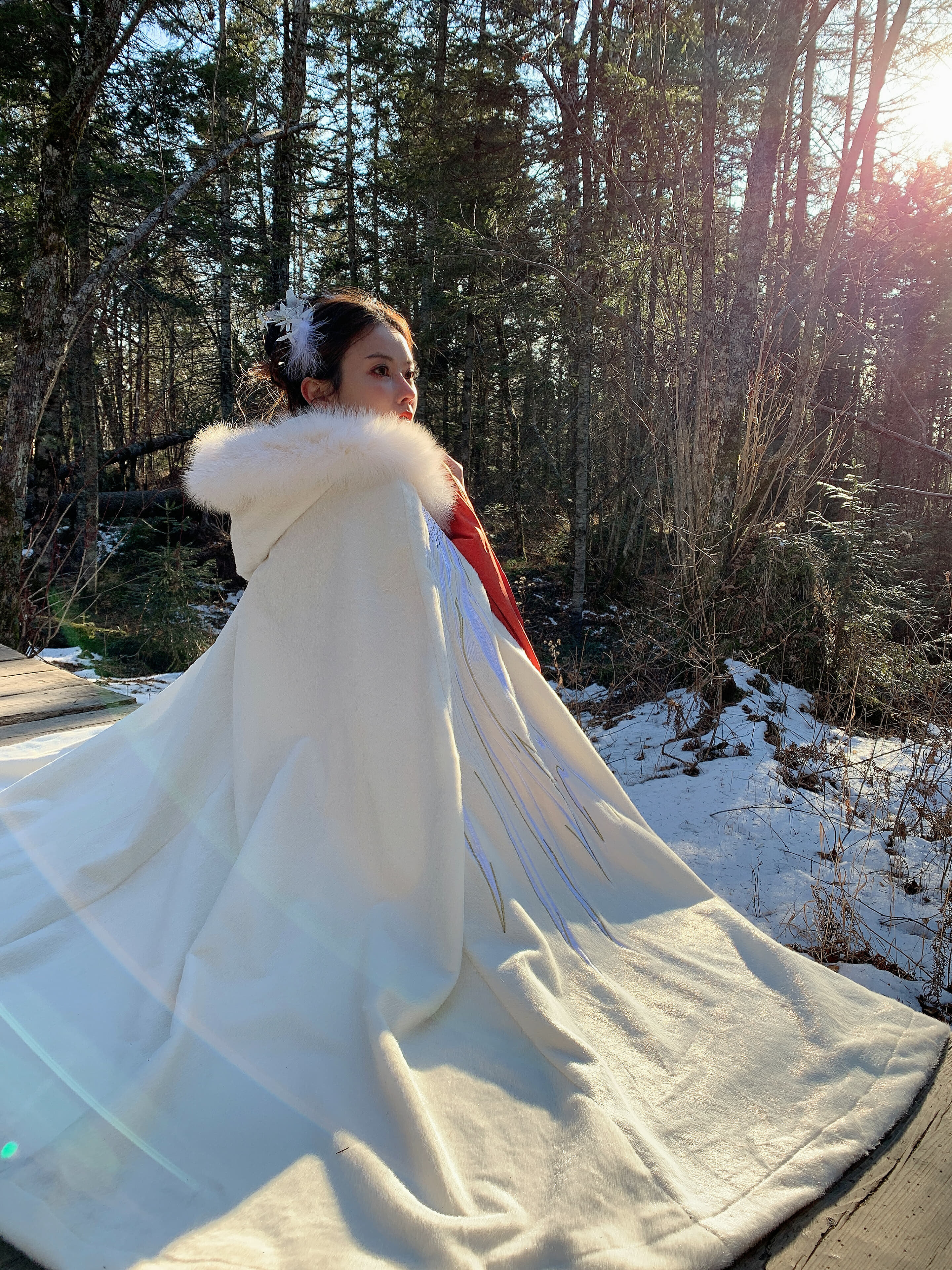 一折汉服披风斗篷女