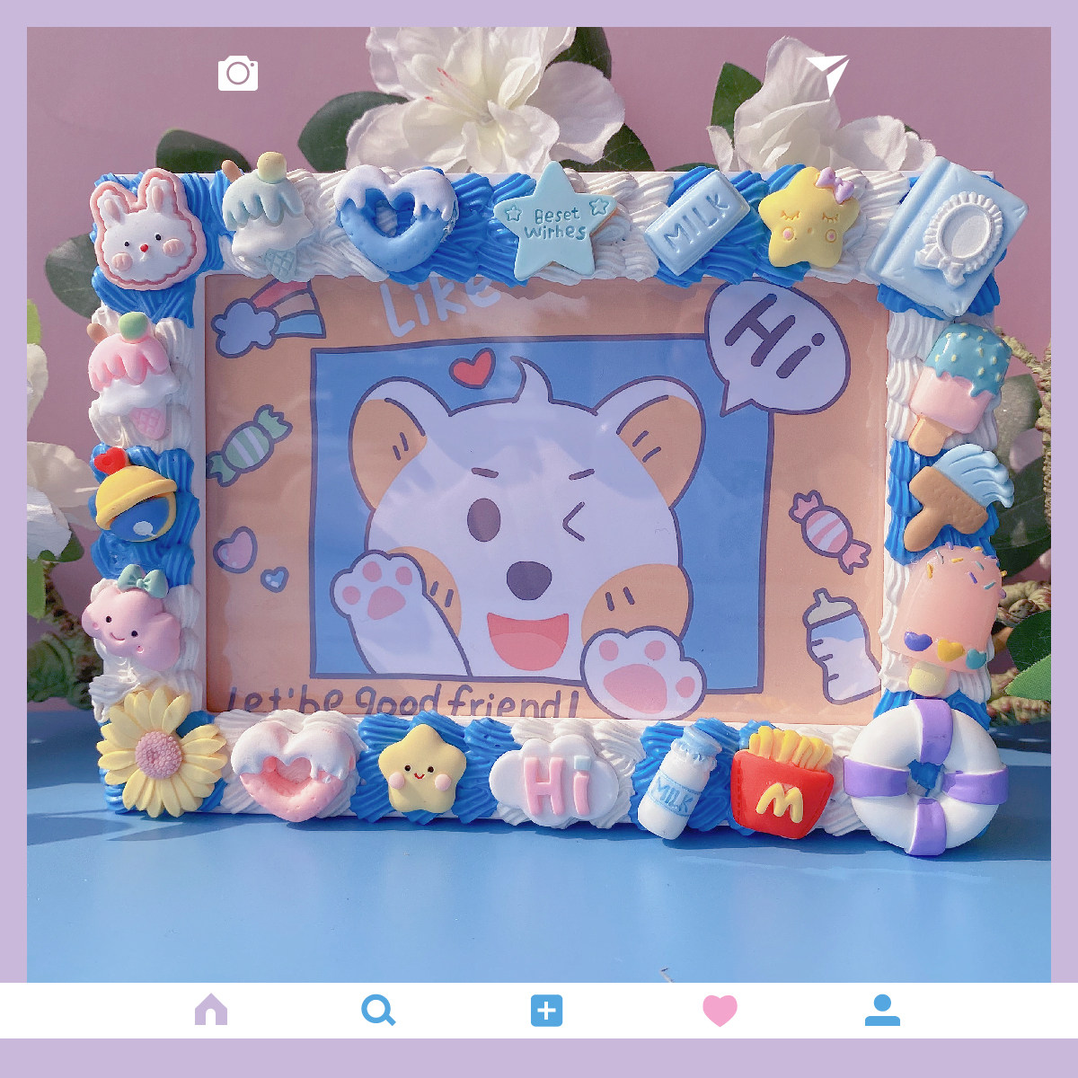 diy奶油胶相框6寸摆台手工自制亲子送礼团建活动情侣礼物布置实木