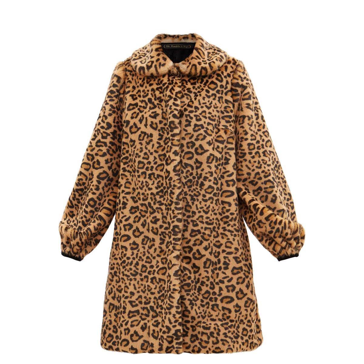 豹纹皮草大衣
