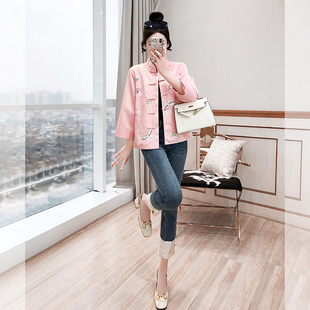 新中式女装中国风2024新款春装改良复古唐装上衣粉色古风中式外套