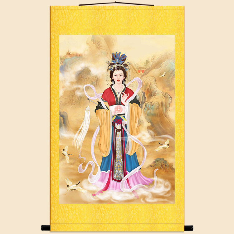 碧霞元君画像泰山老母娘娘神像画道教丝绸卷轴挂画装饰画定制