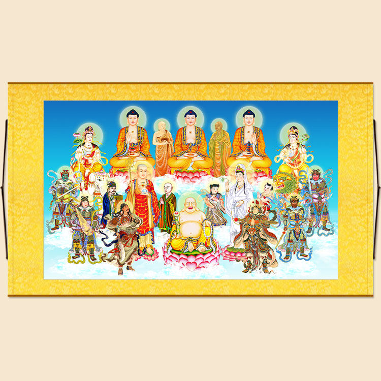 全堂佛菩萨佛像画全佛图万佛图如来佛祖观音菩萨画像卷轴装饰画