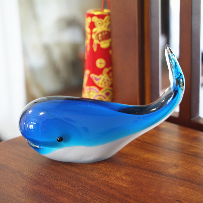 一折手工艺品 生日礼物_玻璃动物鲸鱼摆件海洋馆纪念品琉璃手工艺品