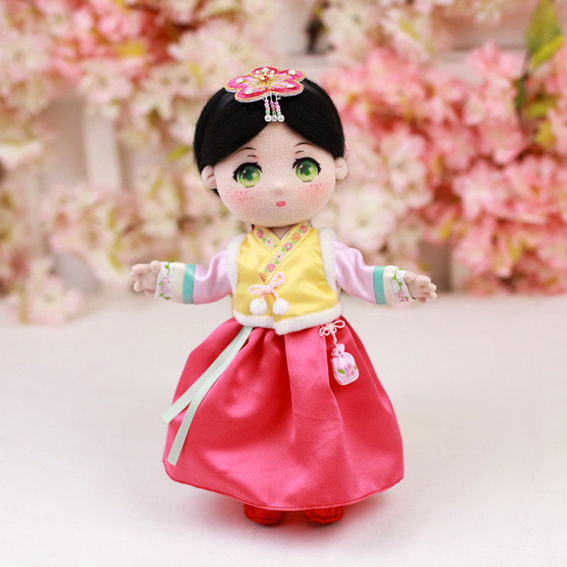 meemo米萌布艺diy刺绣手工自绣制作免裁剪玩偶娃娃材料包韩服惠美