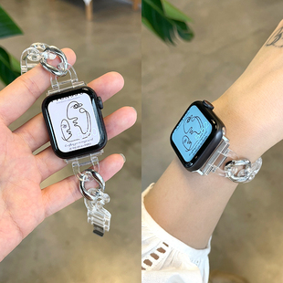 冰川iwatch表带夏天7透明8适用苹果applewatch小众高级感小香风女