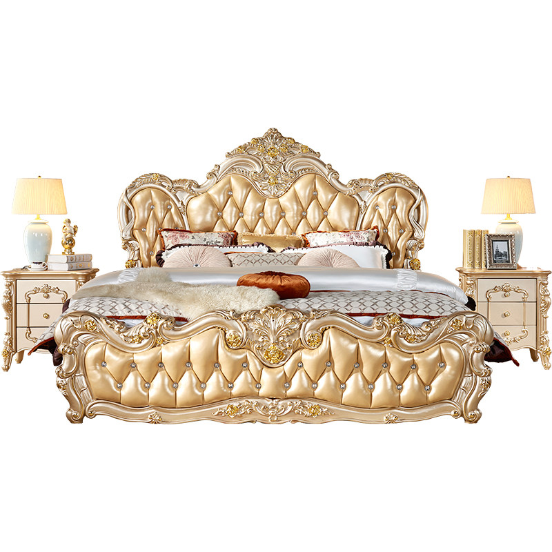 香槟金床主卧欧式公主大床双人床2米2.