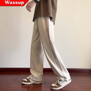 WASSUP RIGHT夏季薄款美式裤子男生宽松卫裤直筒阔腿运动休闲长裤