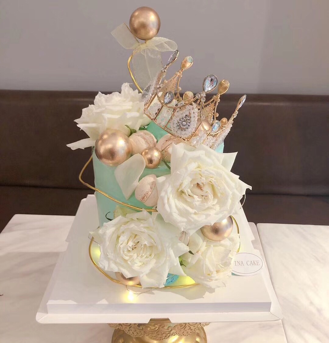 tiffany蓝加高鲜花女友求婚纪念日闺蜜女神动物奶油生日蛋糕上海