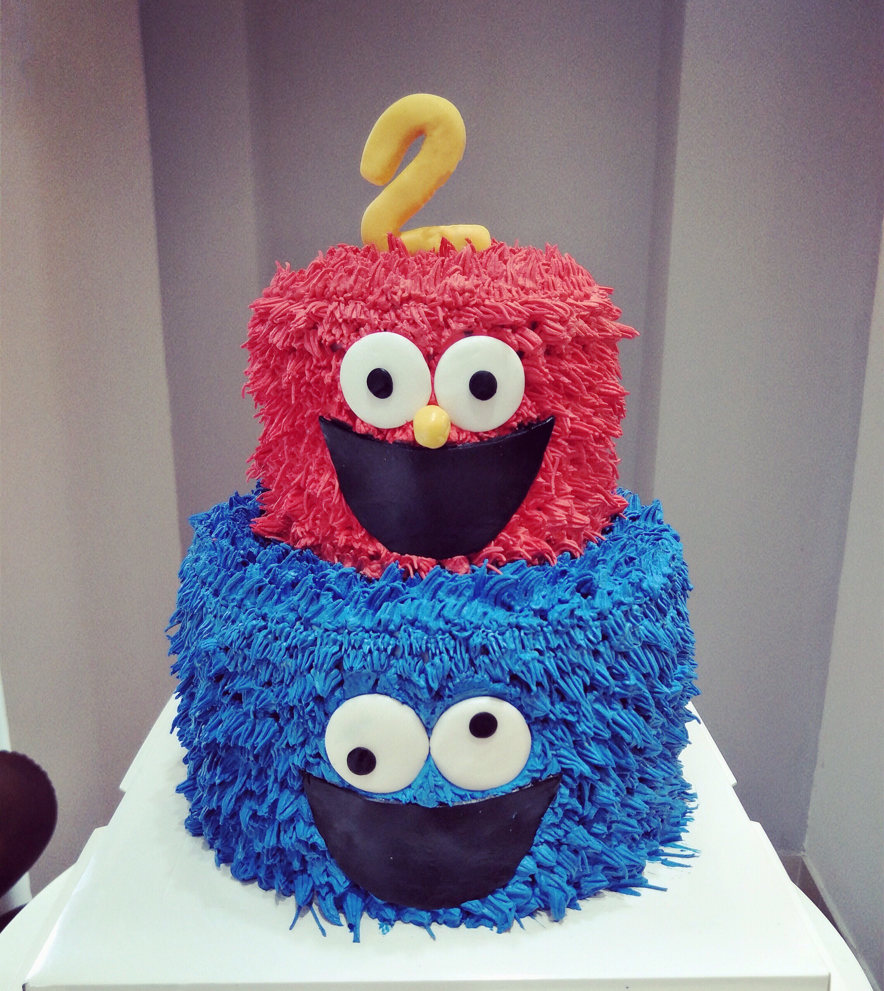 定制儿童卡通双层加高芝麻街创意生日蛋糕活动甜品台上海同城——tina