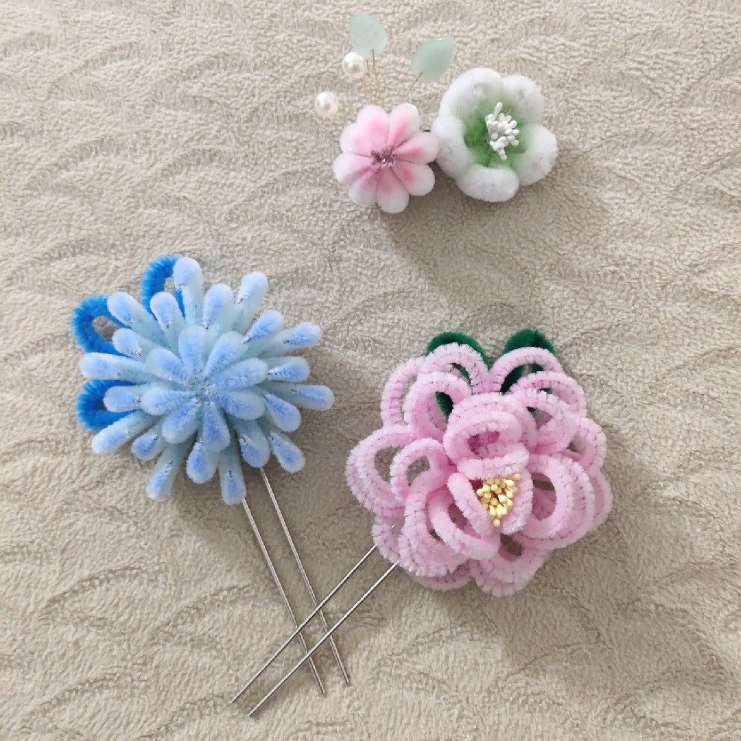 新品包邮纯手工仿非遗渐变绒花发簪延禧攻略清宫汉服头饰旗袍造型