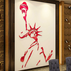 自由女神像3d亚克力立体墙贴画纸客厅沙发背景墙上装饰品