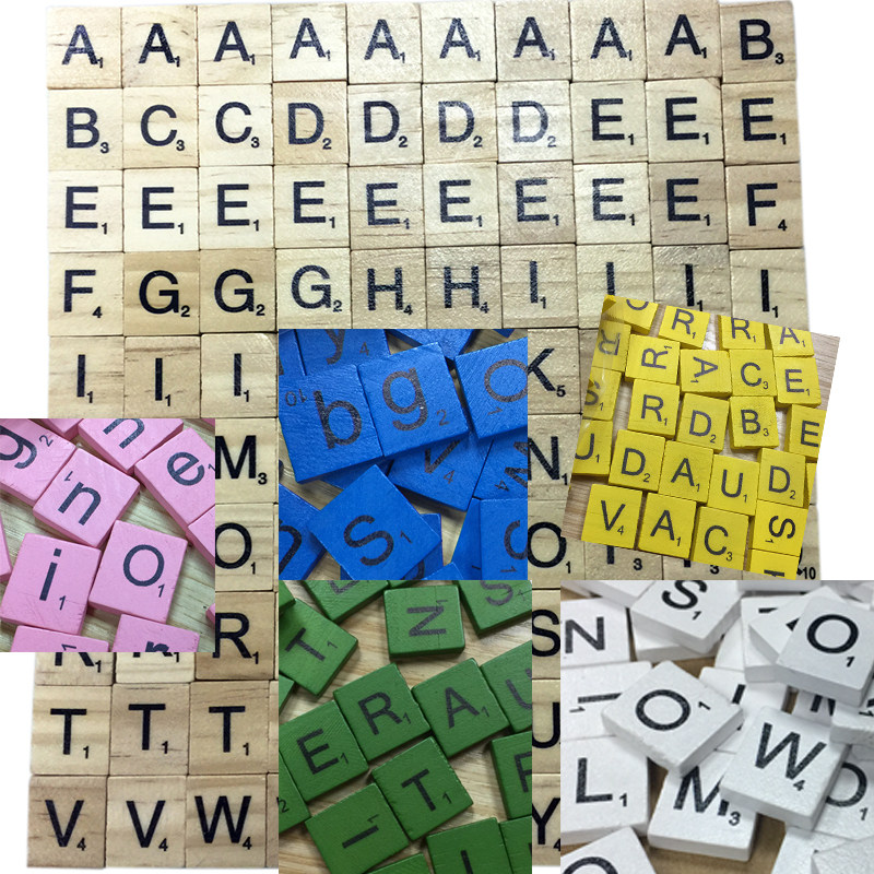 木制拼图英文字母wooden alphabet scrabble tiles布朗熊硅胶笔袋