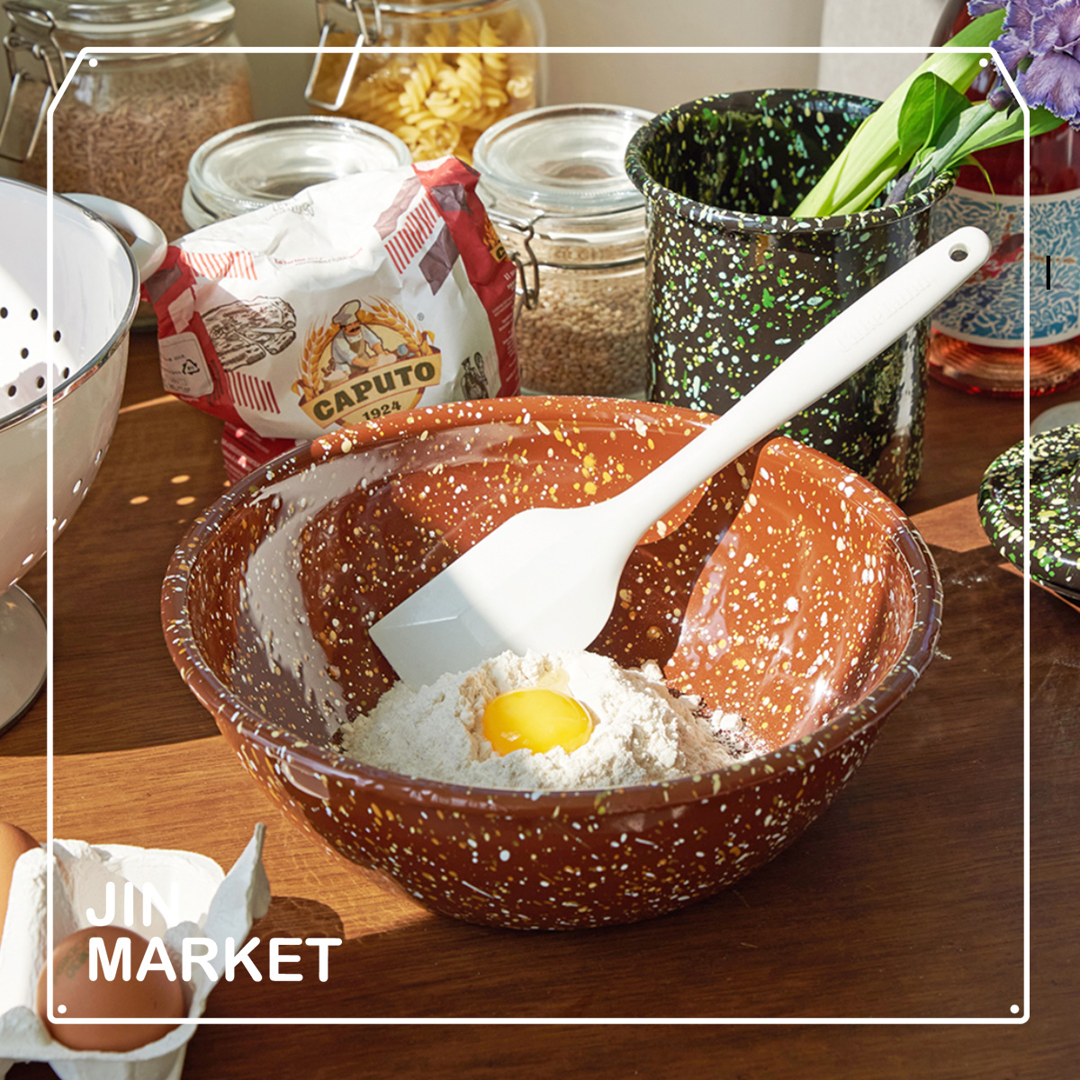 JinMarket韩国代购 eding官方授权 泼墨碗 厨房烘焙搅拌碗 收纳罐