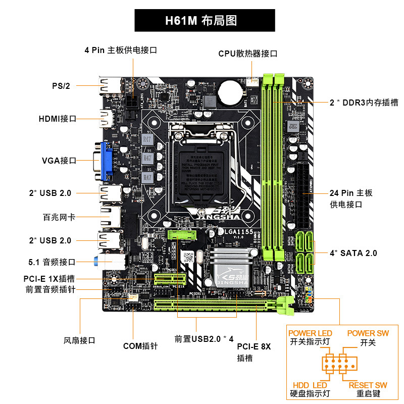 新款 劲鲨h61b全新台式机itx迷你电脑主板lga1155针搭