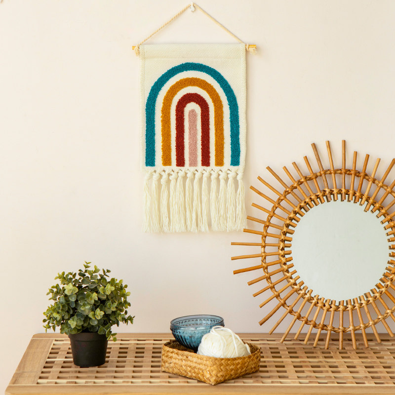 北欧挂毯编织流苏电表箱卧室床头装饰布艺彩色壁毯宿舍改造挂布画