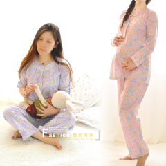 包邮可外穿外贸女哺乳装全棉布月子服孕妇装喂奶衣春夏家居服睡衣