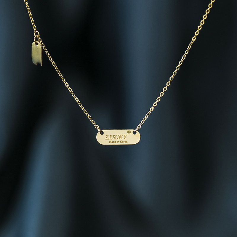 恒蕴14k金个性字母定制lucky幸运锁骨链学院风小清新好运项链167