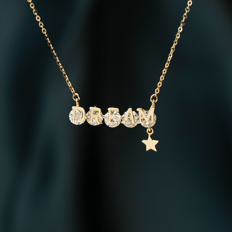 恒蕴叶子纯14k金dream星梦想亮钻锁骨链仙女小清新童话减龄ol项链