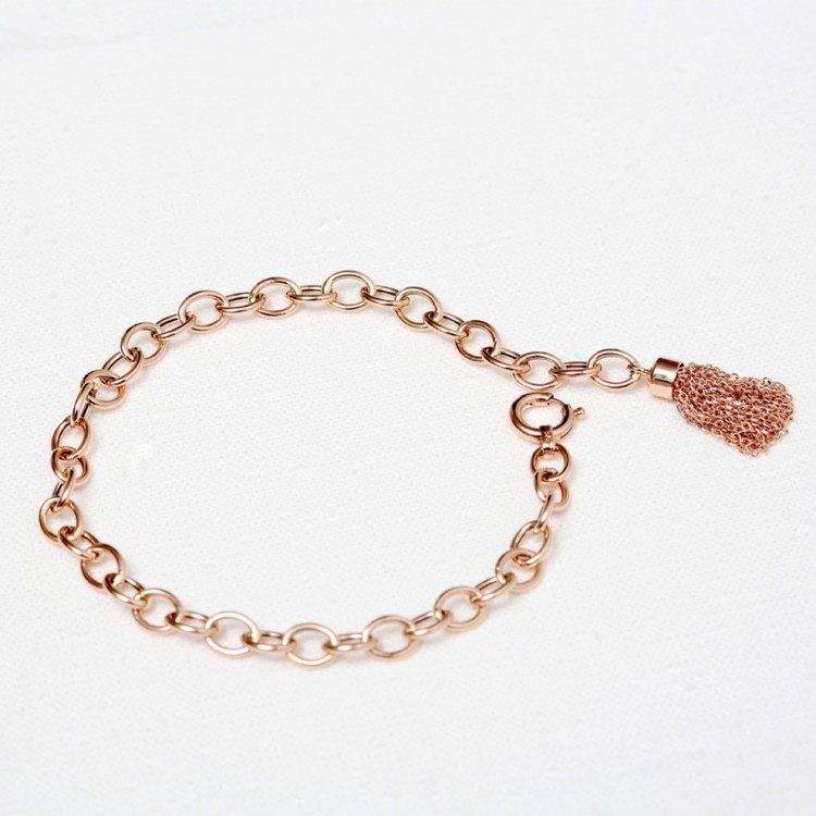 纯14k金手链 简约圆形扣韩国彩金流苏女款手链 镂空手镯 首饰礼物